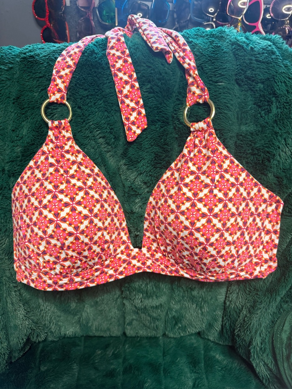 Liz Claiborne White Lined Vibrant Swimwear Top